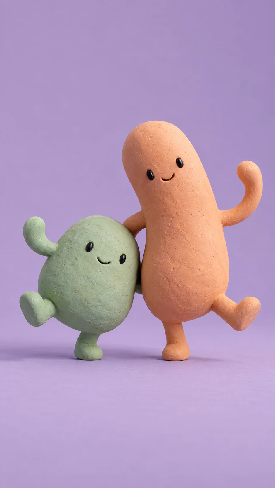 Original AI demo characters on a minimal studio performance set